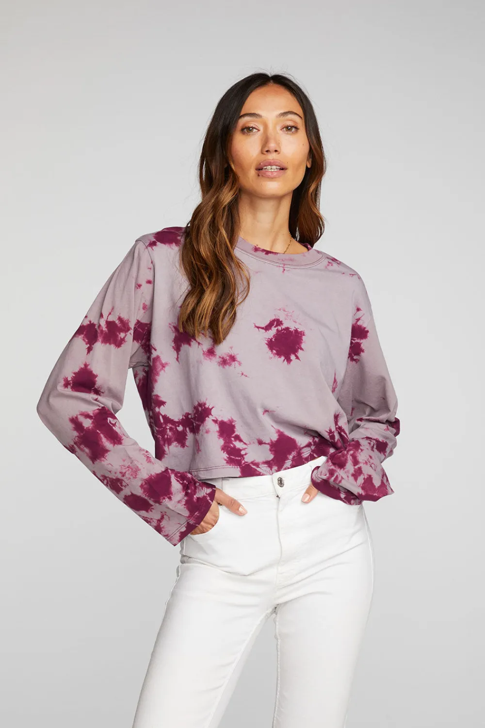 Clearance Cotton Jersey Cropped Long Sleeve Tee Women Loungewear|Tops