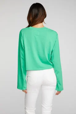 Best Cotton Jersey Cropped Long Sleeve Tee Women Loungewear|Tops