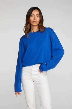 Sale Cotton Jersey Cropped Long Sleeve Tee Women Loungewear|Tops