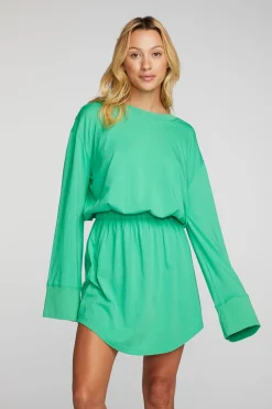 Store Cotton Jersey Mini Dress With Wide Sleeves Women Loungewear|Dresses