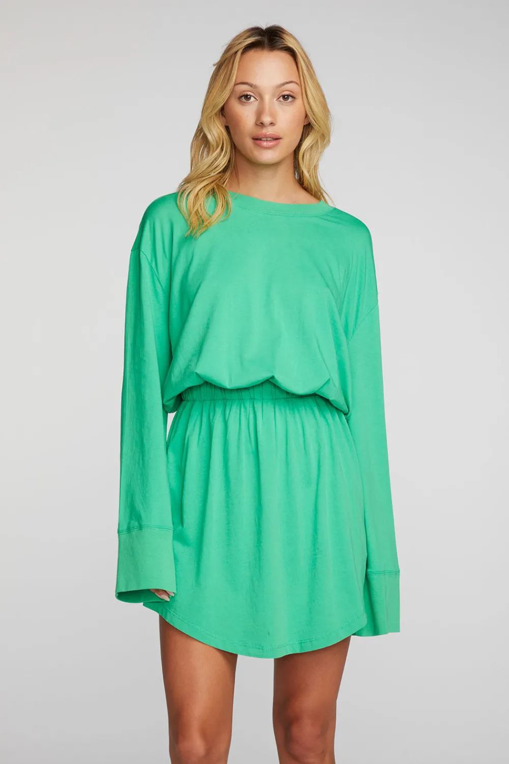 Store Cotton Jersey Mini Dress With Wide Sleeves Women Loungewear|Dresses