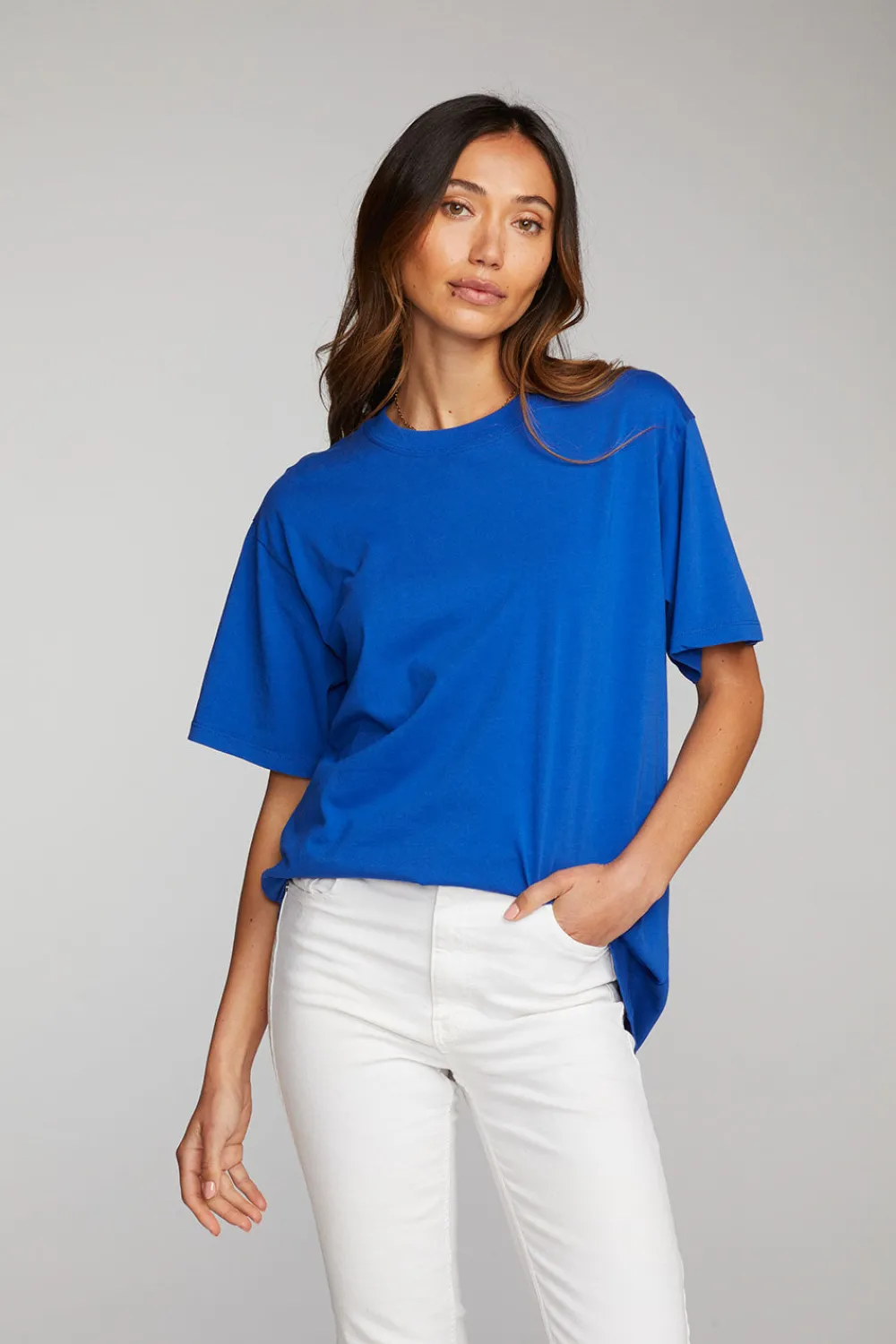 Store Cotton Jersey Short Sleeve Crewneck Tee Women Loungewear|Tops