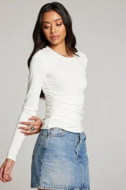 Outlet Crime White Long Sleeve Women Loungewear|Tops