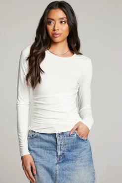 Outlet Crime White Long Sleeve Women Loungewear|Tops