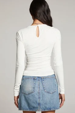 Outlet Crime White Long Sleeve Women Loungewear|Tops