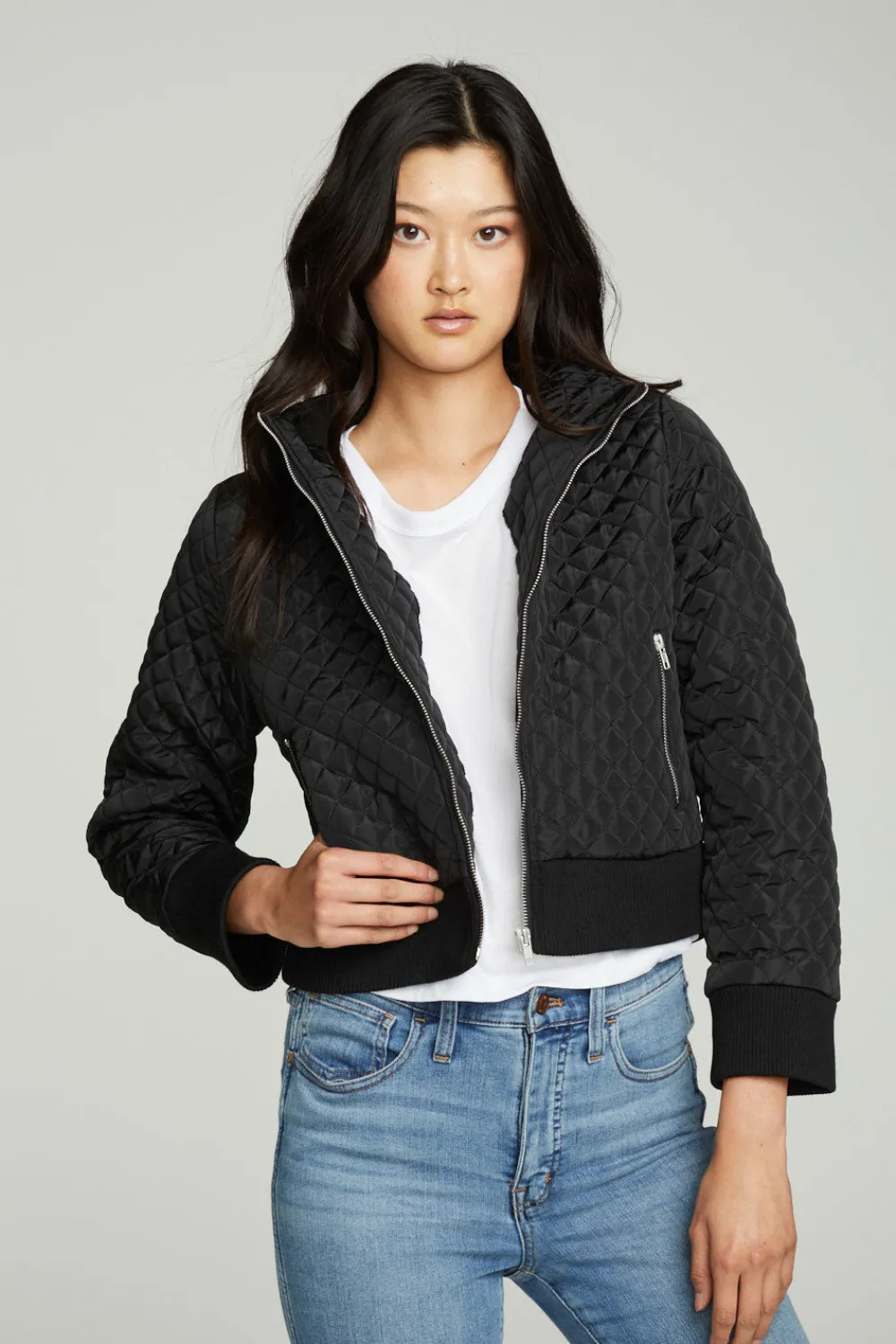 Clearance Cropped Hooded Jacket With Rib Women Outerwear|Tops
