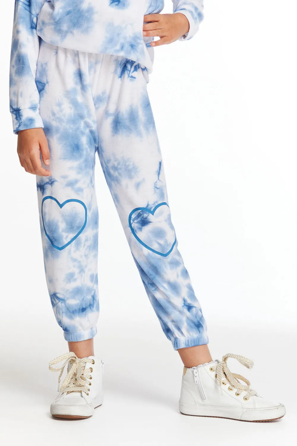 Fashion Denim Tie Dye Heart Cozy Knit Sweatpant Kids Girls
