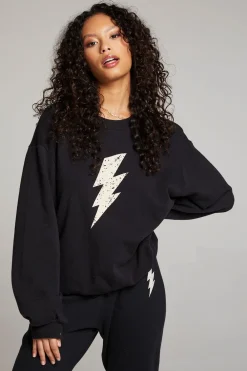 Cheap Distressed Bolt Long Sleeve Women Loungewear|Tops