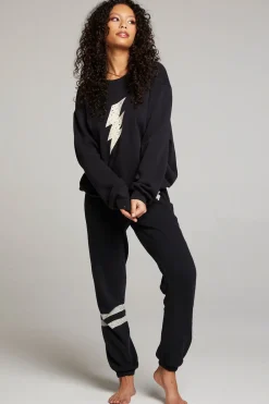 Cheap Distressed Bolt Long Sleeve Women Loungewear|Tops