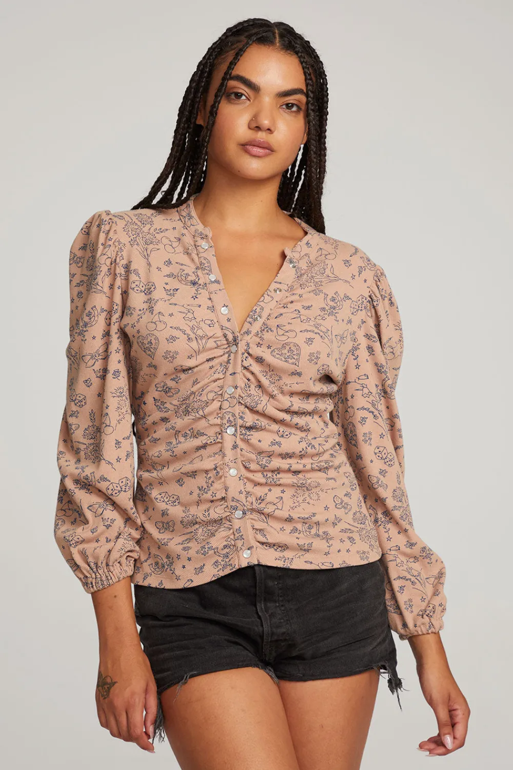 Hot Ditsy Print Long Sleeve Women Loungewear|Graphics