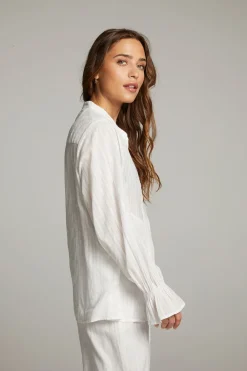 Sale Dolphin White Button Down Women Loungewear|Tops