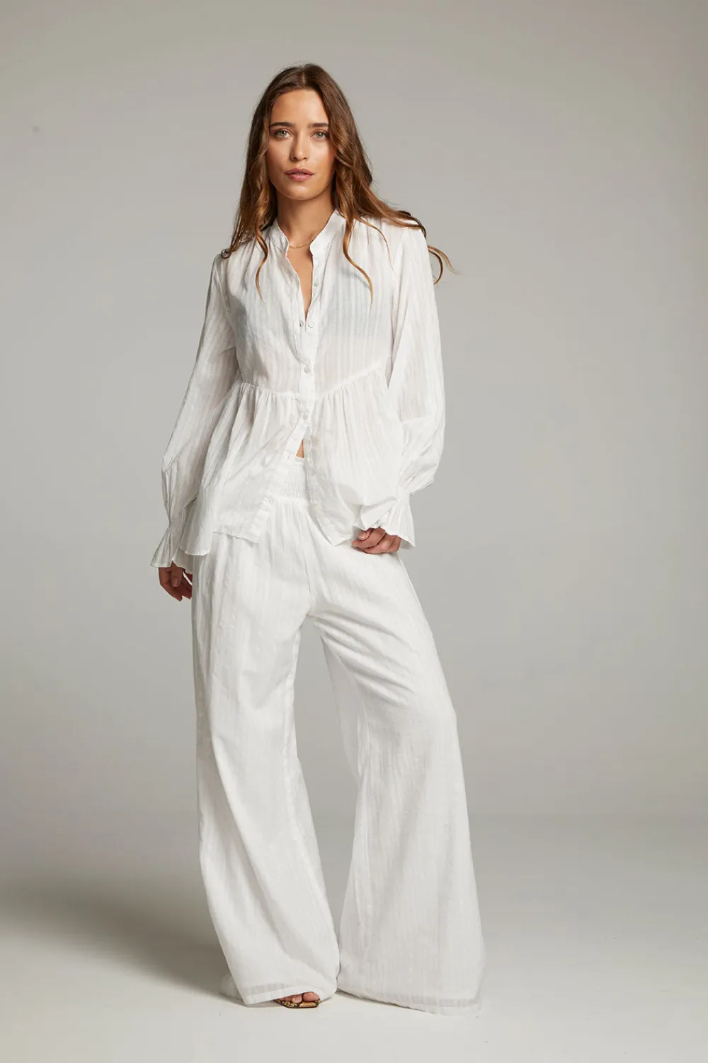Sale Dolphin White Button Down Women Loungewear|Tops
