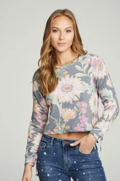 Online Drawstring Shirred Long Sleeve Cropped Pullover Women Tops