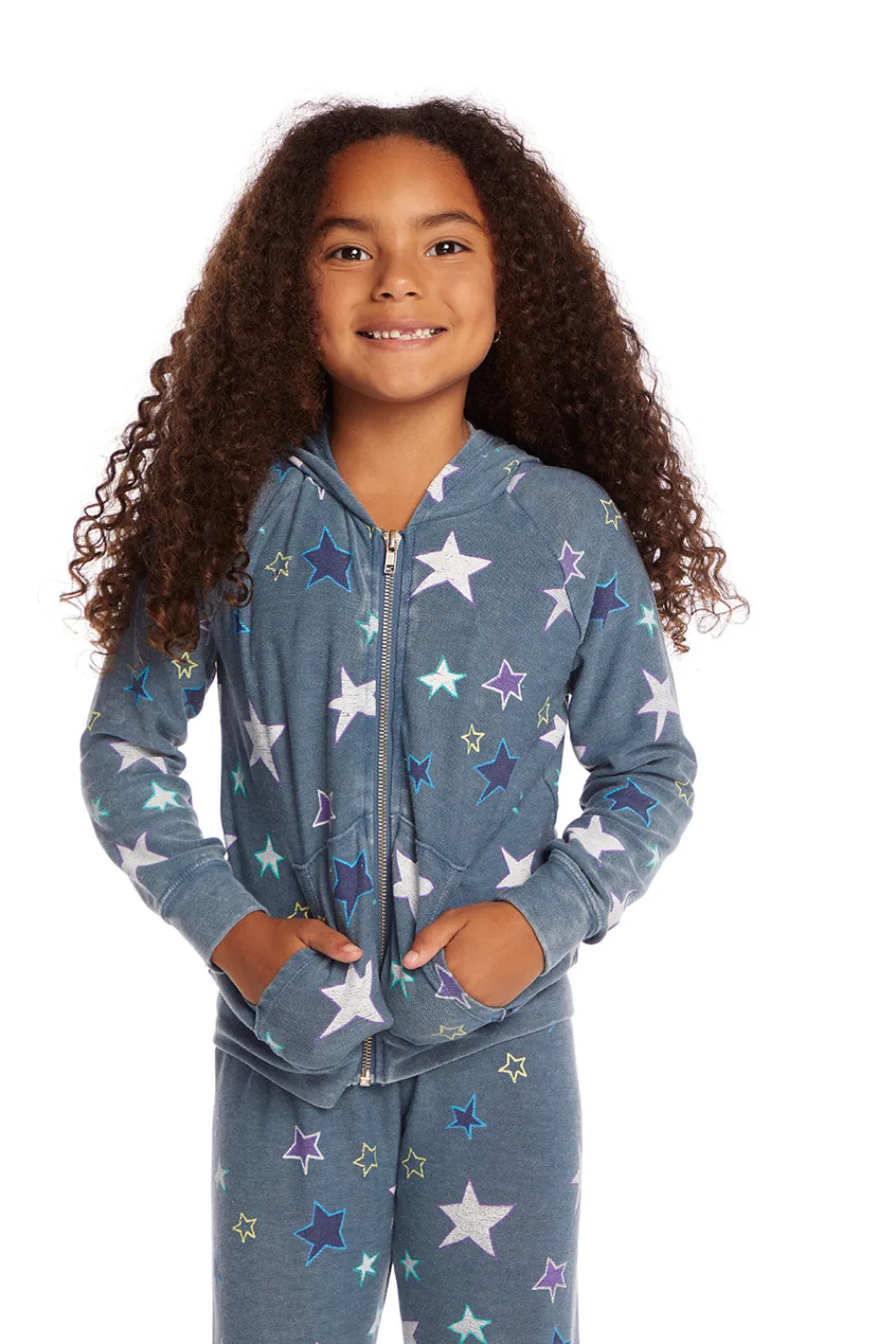 Clearance Embroidery Stars Girls Zip-up Hoodie Kids Girls