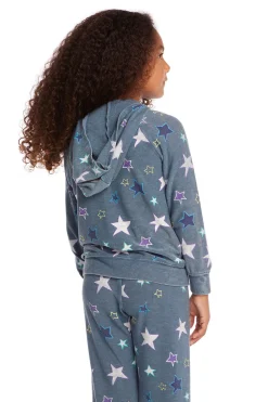 Clearance Embroidery Stars Girls Zip-up Hoodie Kids Girls