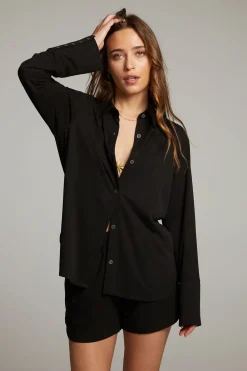 New Ethan Black Button Up Women Loungewear|Tops
