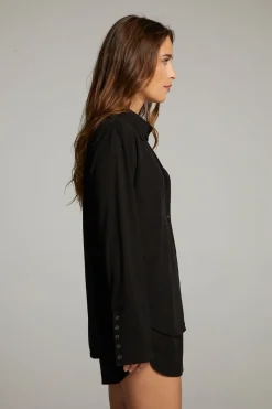 New Ethan Black Button Up Women Loungewear|Tops