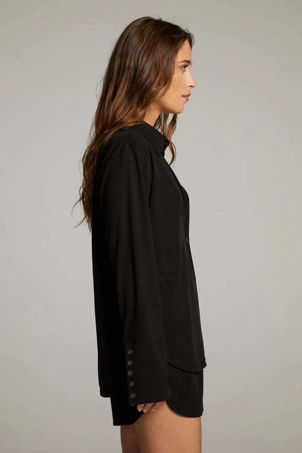 New Ethan Black Button Up Women Loungewear|Tops