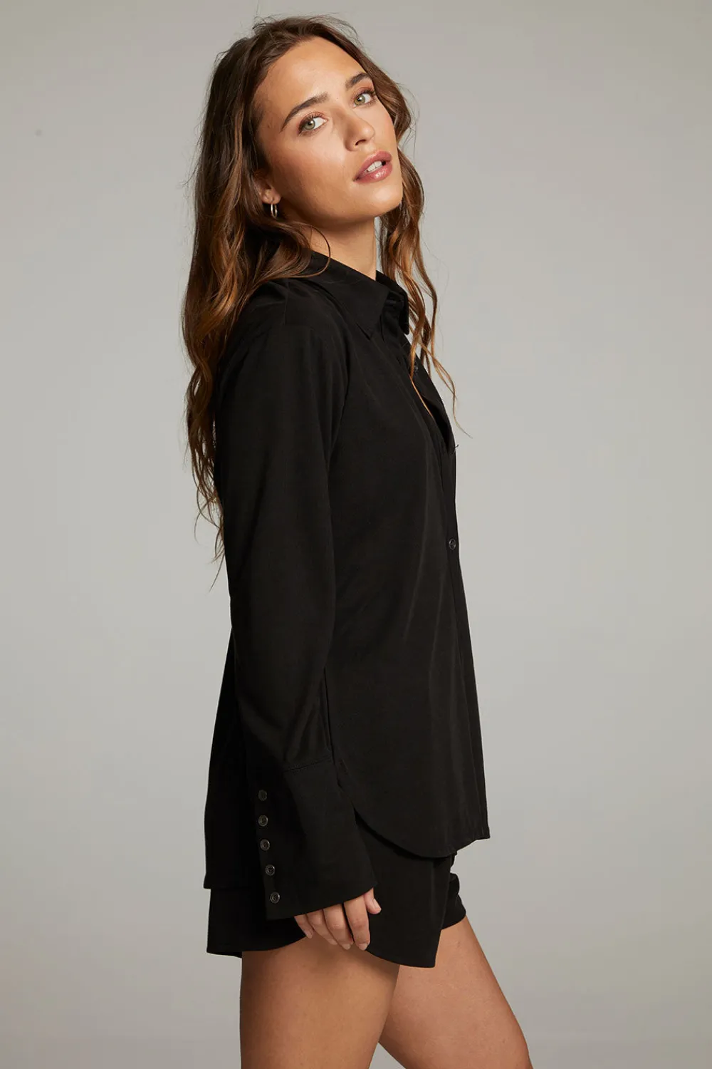 New Ethan Black Button Up Women Loungewear|Tops