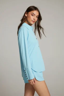 Sale Ethan Clear Sky Button Up Women Loungewear|Tops