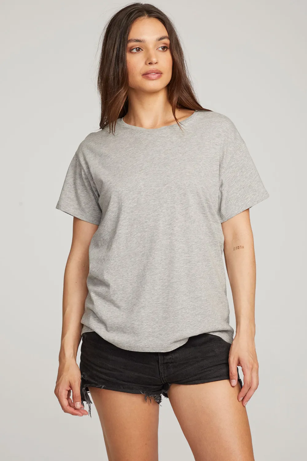 Cheap Everyday Essential Heather Grey Crew Neck Tee Women Loungewear|Tops