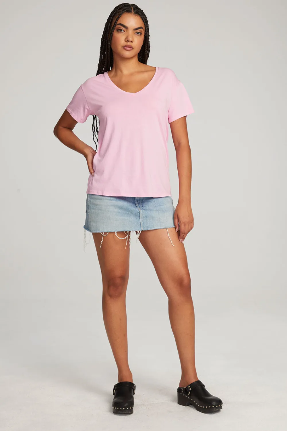 New Everyday Essential Pastel Lavender V-neck Tee Women Loungewear|Essentials