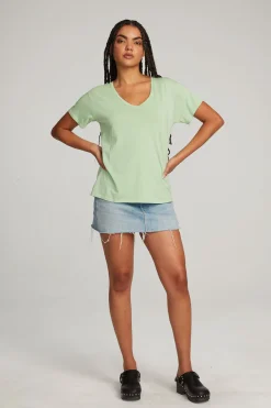 Clearance Everyday Essential Quiet Green V-neck Tee Women Loungewear|Essentials