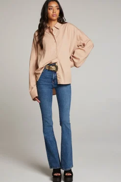 Clearance Ezra Warm Taupe Button Up Women Loungewear|Tops