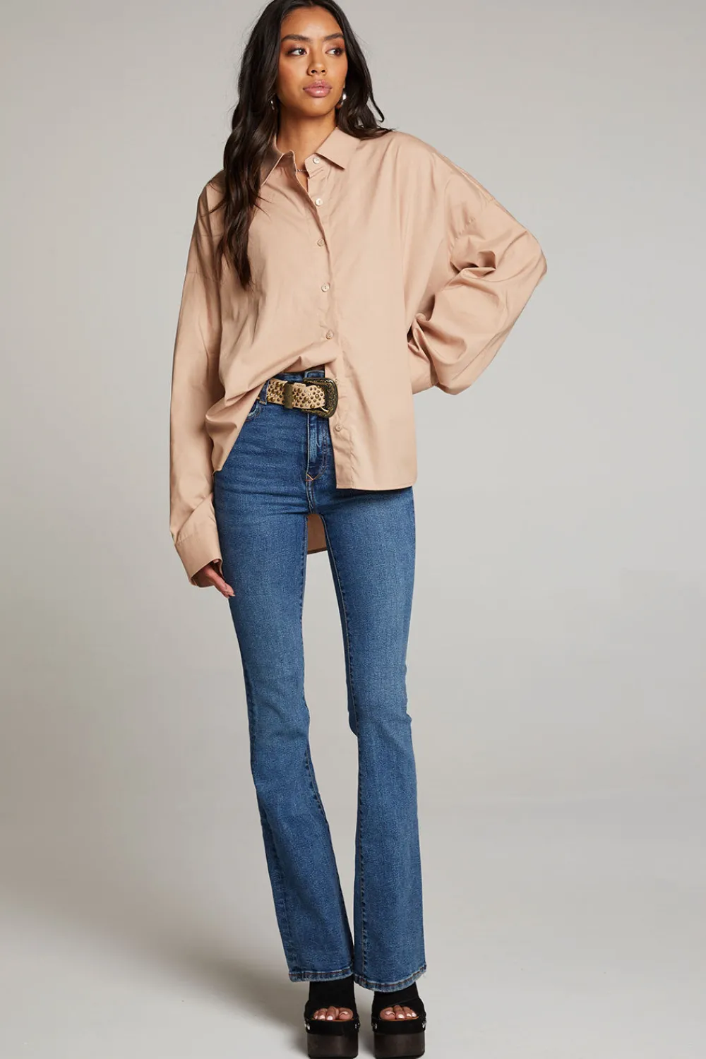 Clearance Ezra Warm Taupe Button Up Women Loungewear|Tops