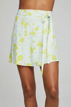 Cheap Fleet Wrap Mini Skirt - Baby Blue Daisy Floral Women Loungewear|Bottoms