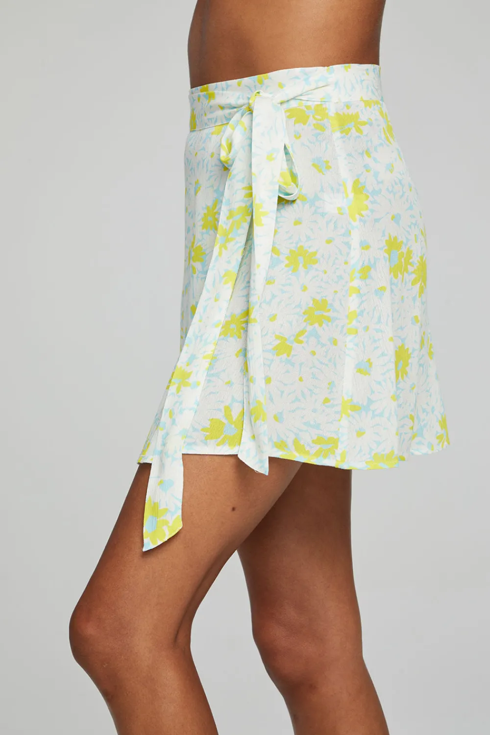 Cheap Fleet Wrap Mini Skirt - Baby Blue Daisy Floral Women Loungewear|Bottoms