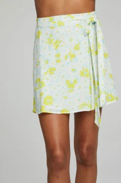 Cheap Fleet Wrap Mini Skirt - Baby Blue Daisy Floral Women Loungewear|Bottoms