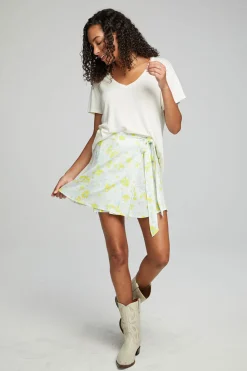 Cheap Fleet Wrap Mini Skirt - Baby Blue Daisy Floral Women Loungewear|Bottoms