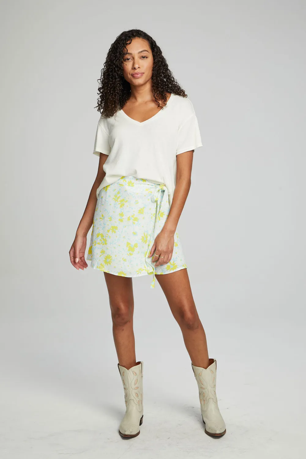 Cheap Fleet Wrap Mini Skirt - Baby Blue Daisy Floral Women Loungewear|Bottoms