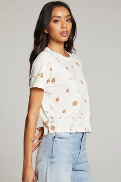 Hot Football Party Embroidery Tee Women Loungewear|Graphics