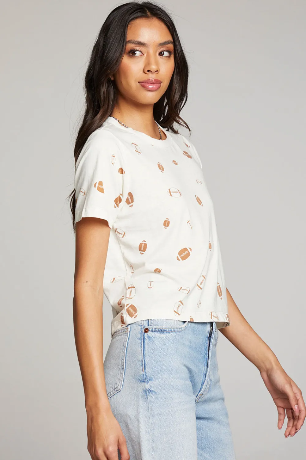 Hot Football Party Embroidery Tee Women Loungewear|Graphics