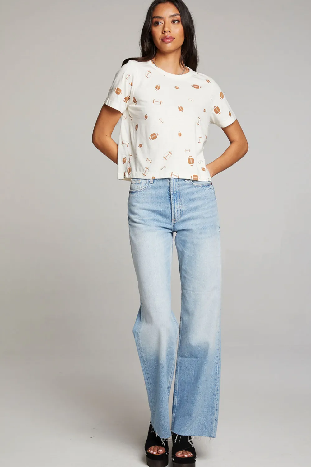 Hot Football Party Embroidery Tee Women Loungewear|Graphics
