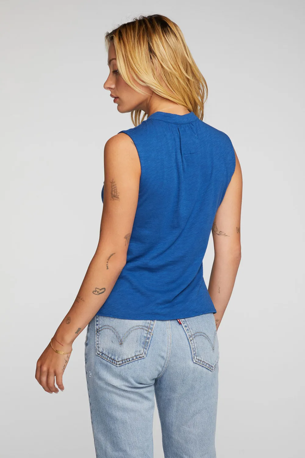 Best Gauze Jersey Snap Down Tank With Shirring Women Loungewear|Tops