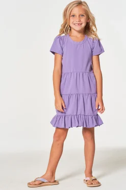 Flash Sale Girls Coastal Cloth Puff Sleeve Tiered Dress Kids Girls