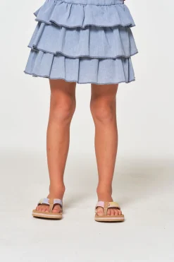 Hot Girls Coastal Cloth Tiered Ruffle Skort Kids Girls