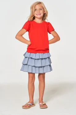 Cheap Girls RPET Vintage Jersey Ruffle Puff Sleeve Tee Kids Girls