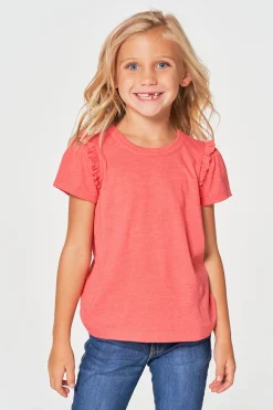 Fashion Girls RPET Vintage Jersey Ruffle Puff Sleeve Tee Kids Girls