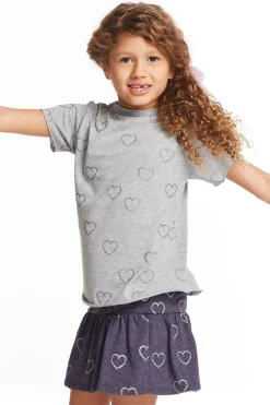 Online Glitter Hearts Girls Crew Neck Tee Kids Girls