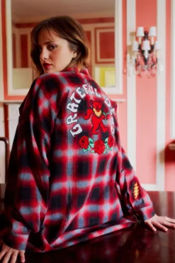 Outlet Grateful Dead Dancing Bear Button Down Flannel Women Loungewear|Music
