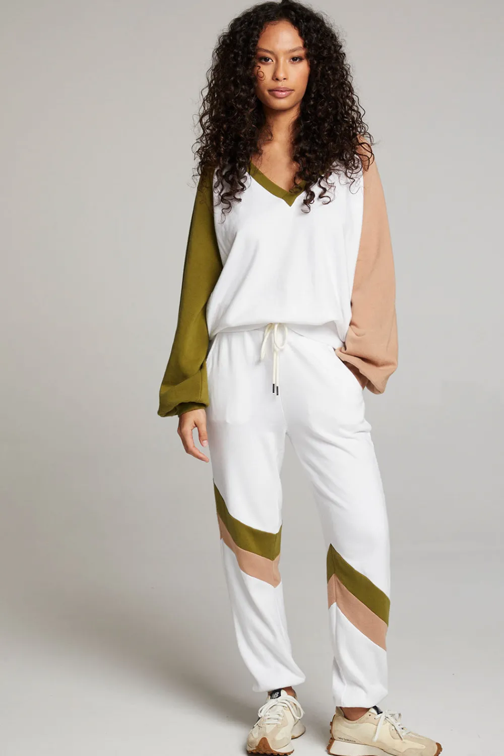 Best Sale Hannah Sand Color Block V Neck Pullover Women Loungewear|Tops