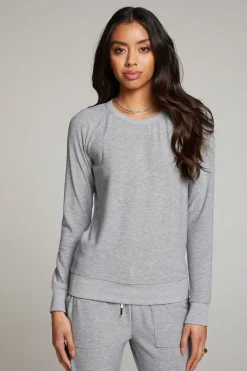 Sale Heather Grey Long Sleeve Raglan Pullover Women Loungewear|Tops