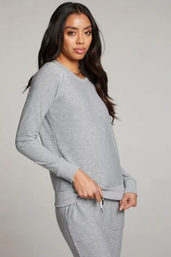 Sale Heather Grey Long Sleeve Raglan Pullover Women Loungewear|Tops