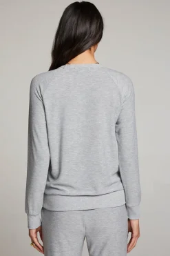 Sale Heather Grey Long Sleeve Raglan Pullover Women Loungewear|Tops