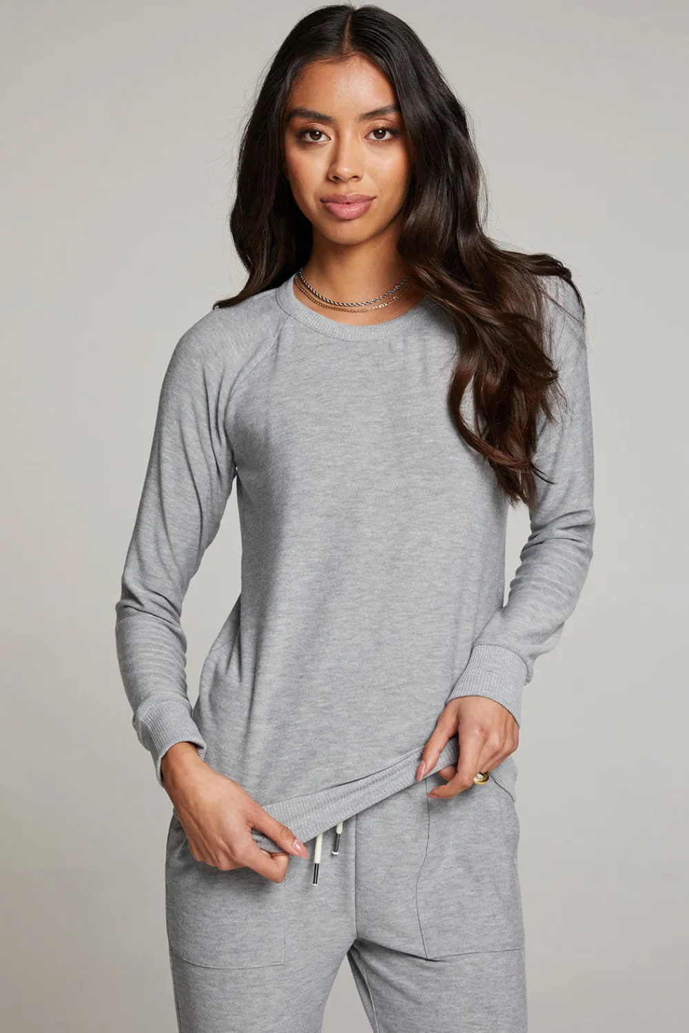 Sale Heather Grey Long Sleeve Raglan Pullover Women Loungewear|Tops