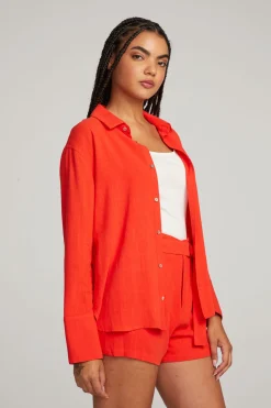 Hot Helena Flame Button Down Women Loungewear|Tops